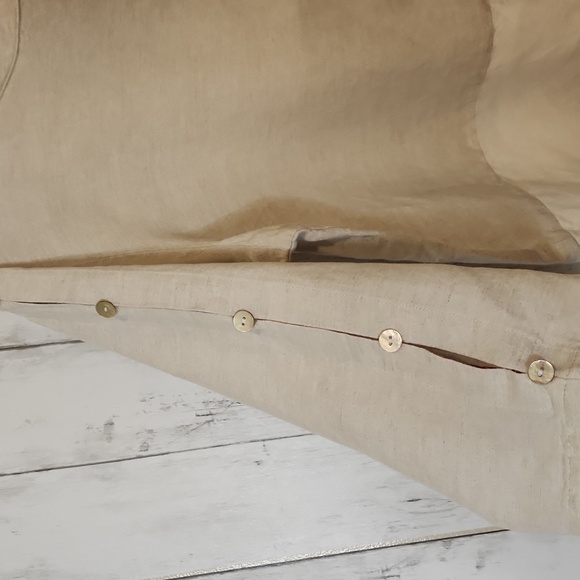 🥳Toofan Linen Tan and White Women's Tunic Large - Picture 4 of 8